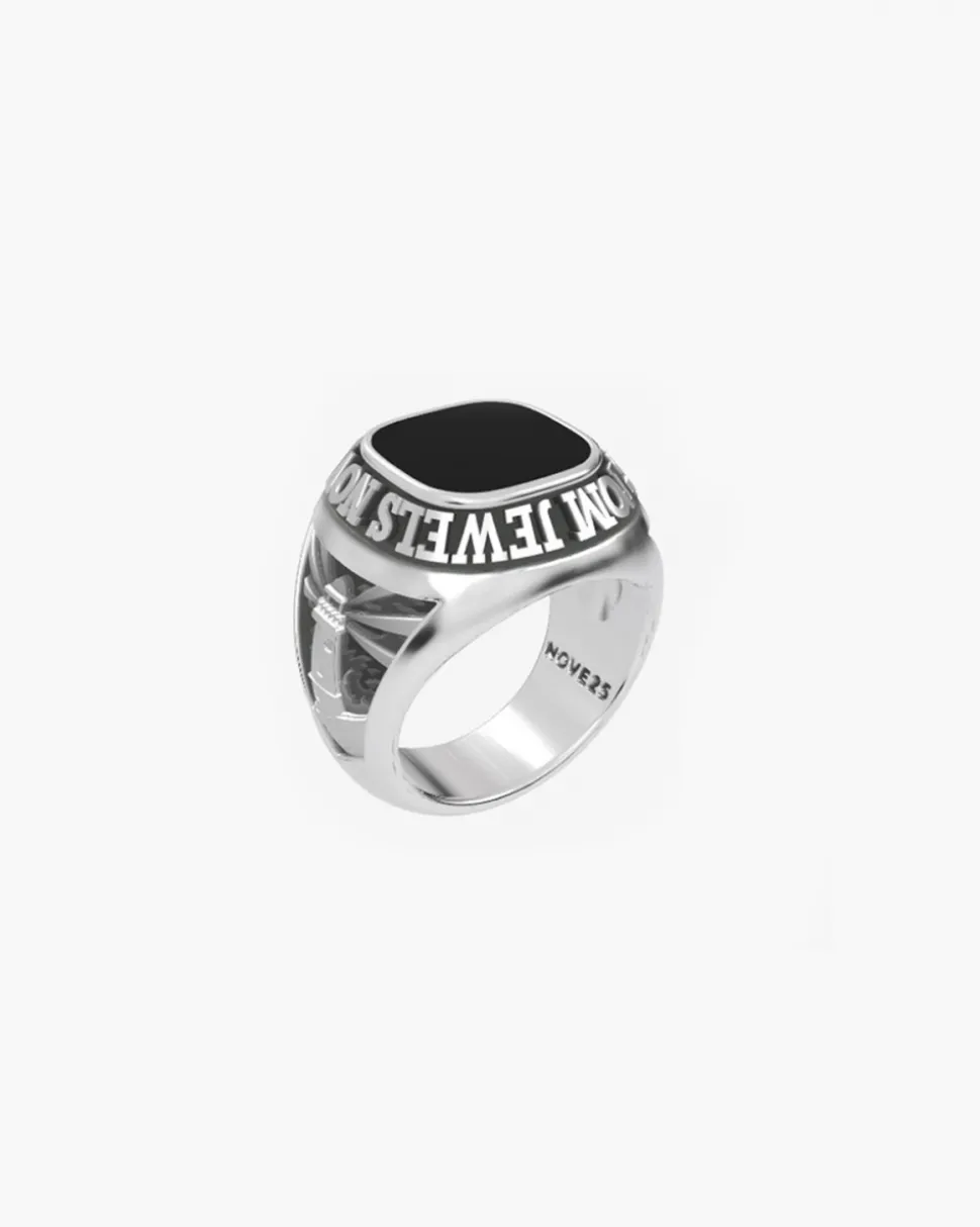 ANELLO CELEBRATIVO QUADRATO PERSONALIZZABILE IN ARGENTO