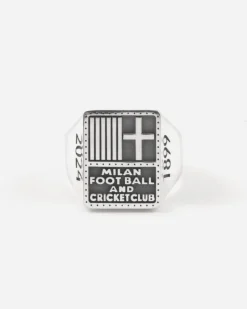 ANELLO CHEVALIER AC MILAN 125 ANNIVERSARIO CON LOGO 1899 IN ARGENTO