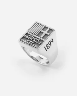 ANELLO CHEVALIER AC MILAN 125 ANNIVERSARIO CON LOGO 1899 IN ARGENTO