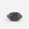 ANELLO CHEVALIER BLOODY GARDEN IN ARGENTO CON ROSE E BRILLANTI ROSSI