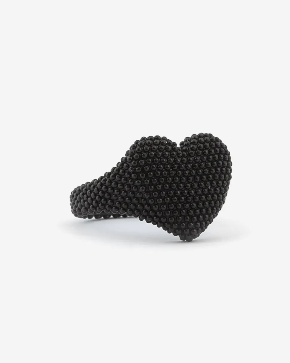 ANELLO CHEVALIER CUORE PUNTINATO TOTAL BLACK