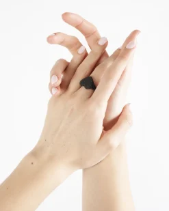ANELLO CHEVALIER CUORE PUNTINATO TOTAL BLACK