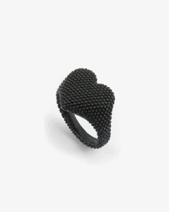 ANELLO CHEVALIER CUORE PUNTINATO TOTAL BLACK