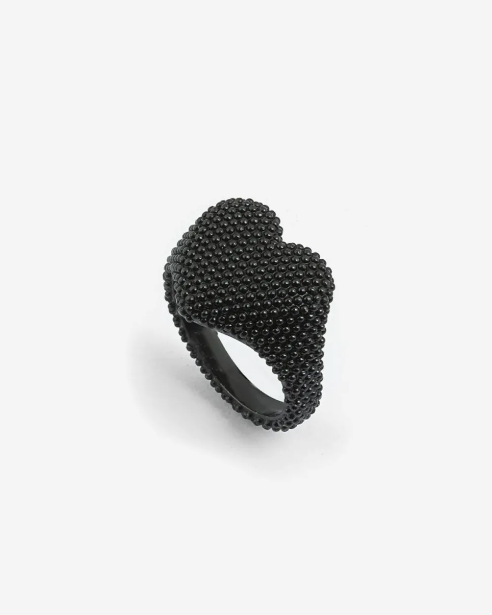 ANELLO CHEVALIER CUORE PUNTINATO TOTAL BLACK