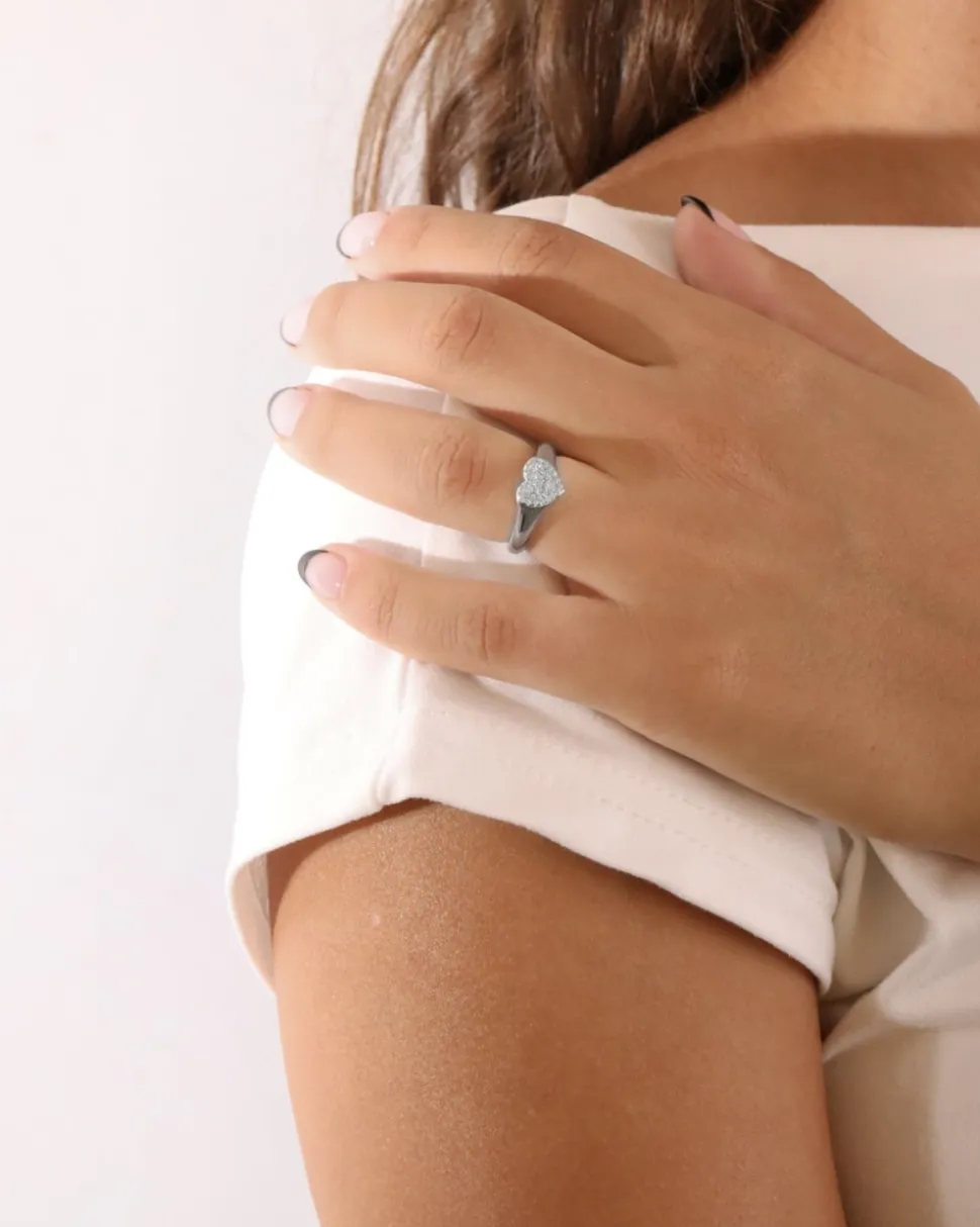 ANELLO CHEVALIER CUORE REGOLABILE IN ARGENTO CON PAVÈ DI BRILLANTI