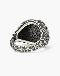ANELLO CHEVALIER FOGLIE CON PIETRA NERA