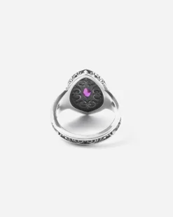 ANELLO CHEVALIER MARQUISE DECORATO BONNIE IN ARGENTO CON PIETRA ROSSA