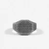 ANELLO CHEVALIER OTTAGONO PUNTINATO IN ARGENTO
