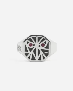 ANELLO CHEVALIER OTTAGONO EYES SOLOMOSTRY IN ARGENTO CON BRILLANTI