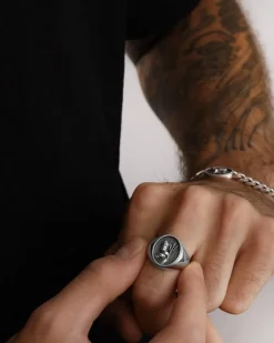 ANELLO CHEVALIER OVALE NETTUNO BOLOGNA FC IN ARGENTO PERSONALIZZABILE