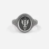 ANELLO CHEVALIER OVALE PUNTINATO IN ARGENTO ASIA BRAGONZI