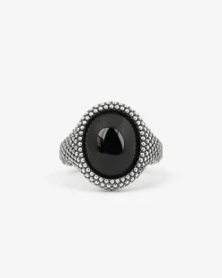 ANELLO CHEVALIER OVALE PUNTINATO CON PIETRA ONICE