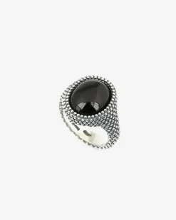 ANELLO CHEVALIER OVALE PUNTINATO CON PIETRA ONICE