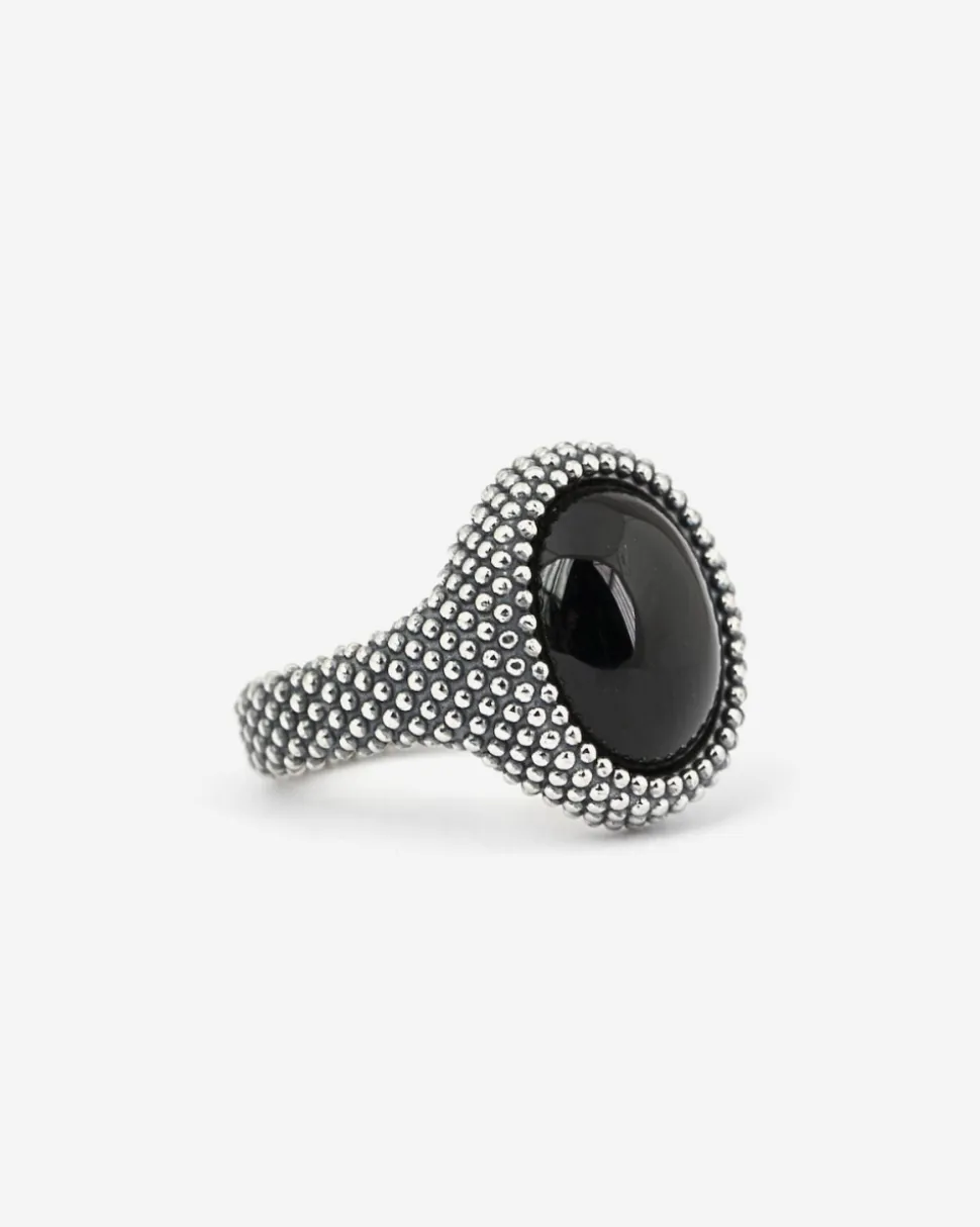ANELLO CHEVALIER OVALE PUNTINATO CON PIETRA ONICE