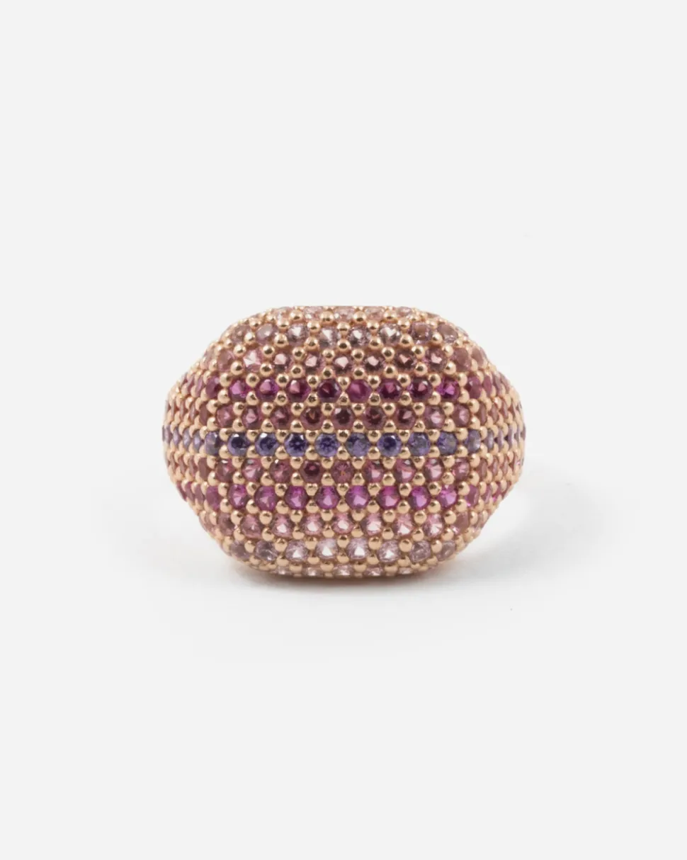 ANELLO CHEVALIER PINK DISCO PLACCATO ORO ROSA CON BRILLANTI