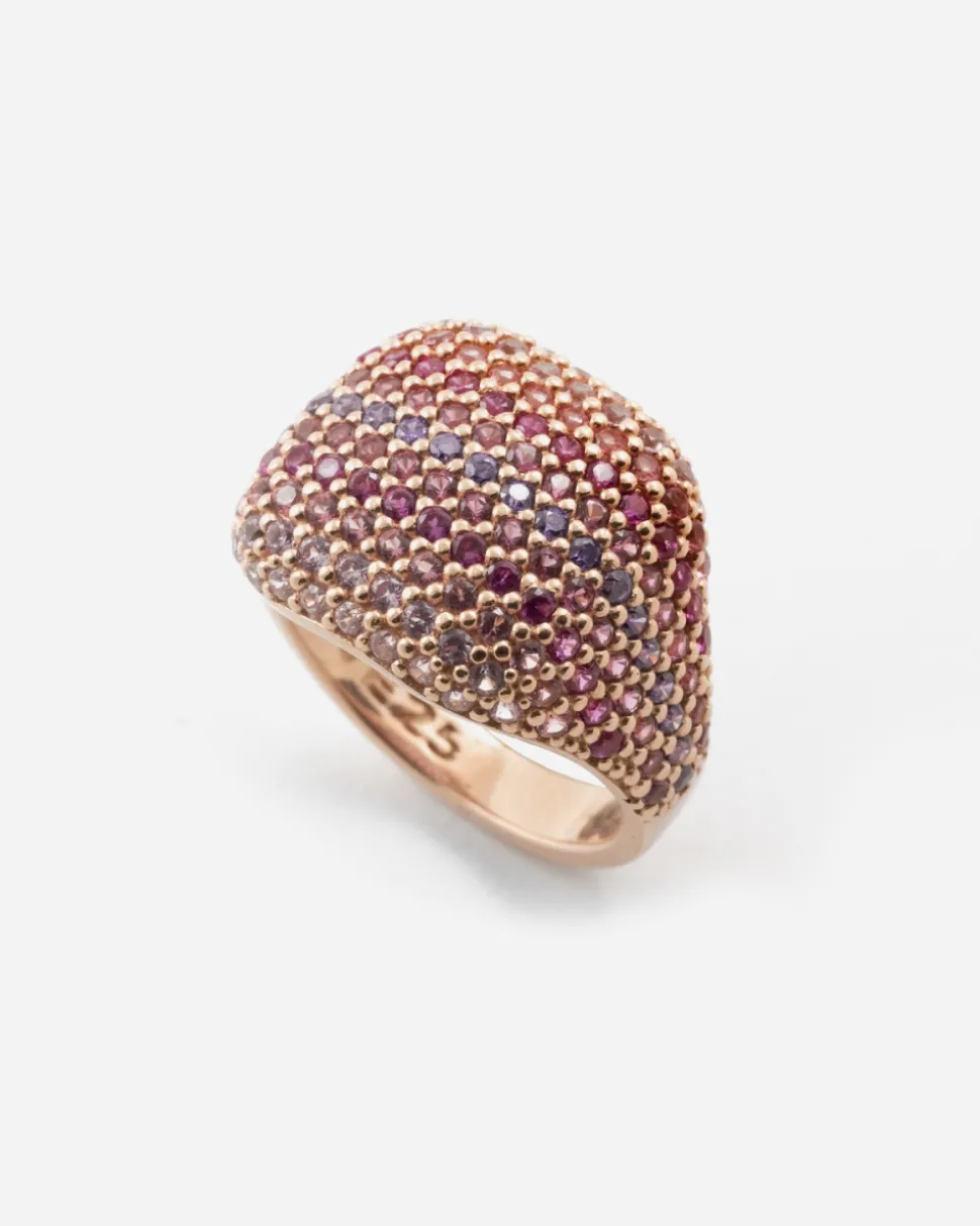 ANELLO CHEVALIER PINK DISCO PLACCATO ORO ROSA CON BRILLANTI