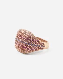 ANELLO CHEVALIER PINK DISCO PLACCATO ORO ROSA CON BRILLANTI