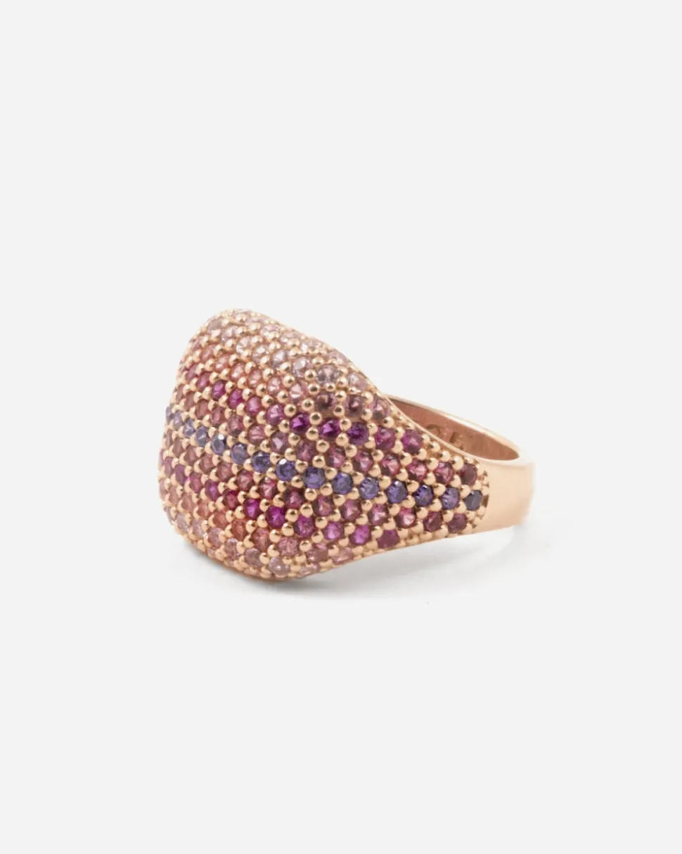 ANELLO CHEVALIER PINK DISCO PLACCATO ORO ROSA CON BRILLANTI