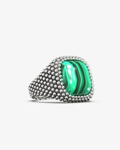 ANELLO CHEVALIER QUADRATO PUNTINATO CON PIETRA PERSONALIZZABILE