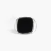 ANELLO CHEVALIER QUADRATO IN ARGENTO CON SMALTO NERO