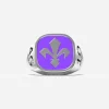 ANELLO CHEVALIER QUADRATO IN ARGENTO CON GIGLIO FIORENTINA SMALTATO PERSONALIZZABILE