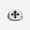 ANELLO CHEVALIER QUADRATO CON GIGLIO FIORENTINA IN ARGENTO PERSONALIZZABILE