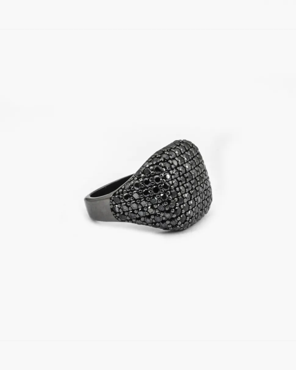 ANELLO CHEVALIER QUADRATO NERO CON BRILLANTI