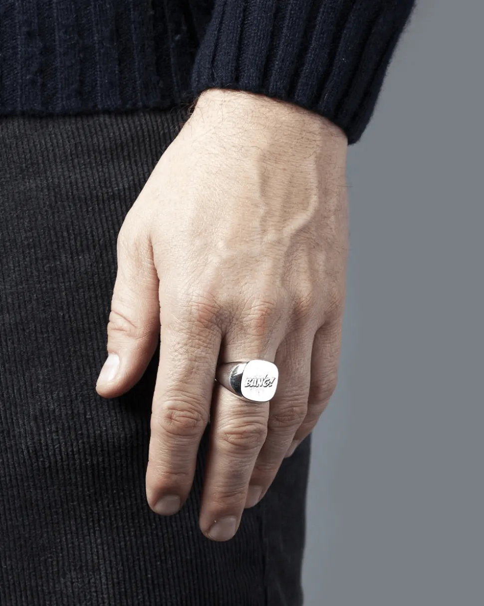 ANELLO CHEVALIER QUADRATO SMUSSATO CON INCISIONE PERSONALIZZATA