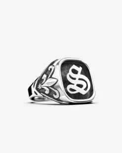 ANELLO CHEVALIER QUADRATO GOTICO CON LETTERA INIZIALE PERSONALIZZATA