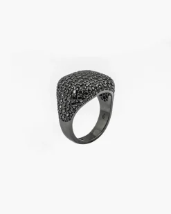 ANELLO CHEVALIER QUADRATO NERO CON BRILLANTI
