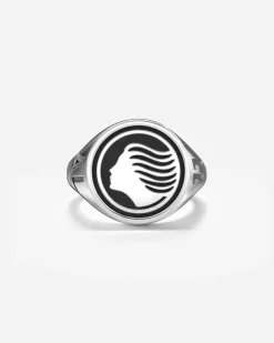 ANELLO CHEVALIER TONDO CON LOGO DEA ATALANTA IN ARGENTO PERSONALIZZABILE
