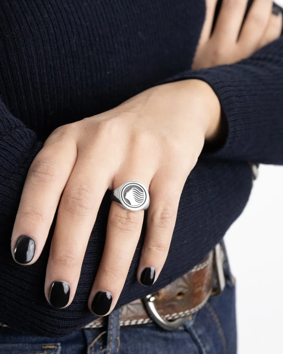 ANELLO CHEVALIER TONDO CON LOGO DEA ATALANTA IN ARGENTO