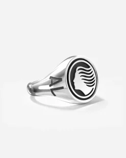 ANELLO CHEVALIER TONDO CON LOGO DEA ATALANTA IN ARGENTO PERSONALIZZABILE
