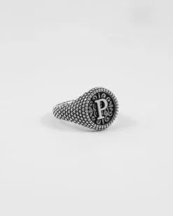 ANELLO CHEVALIER TONDO PUNTINATO CON LETTERA INIZIALE PERSONALIZZABILE
