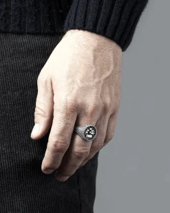 ANELLO CHEVALIER TONDO PUNTINATO CON DECORO PERSONALIZZABILE