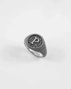 ANELLO CHEVALIER TONDO PUNTINATO CON LETTERA INIZIALE PERSONALIZZABILE