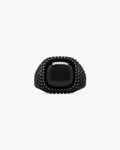 ANELLO CHEVALIER TOTAL BLACK CON PIETRA NERA