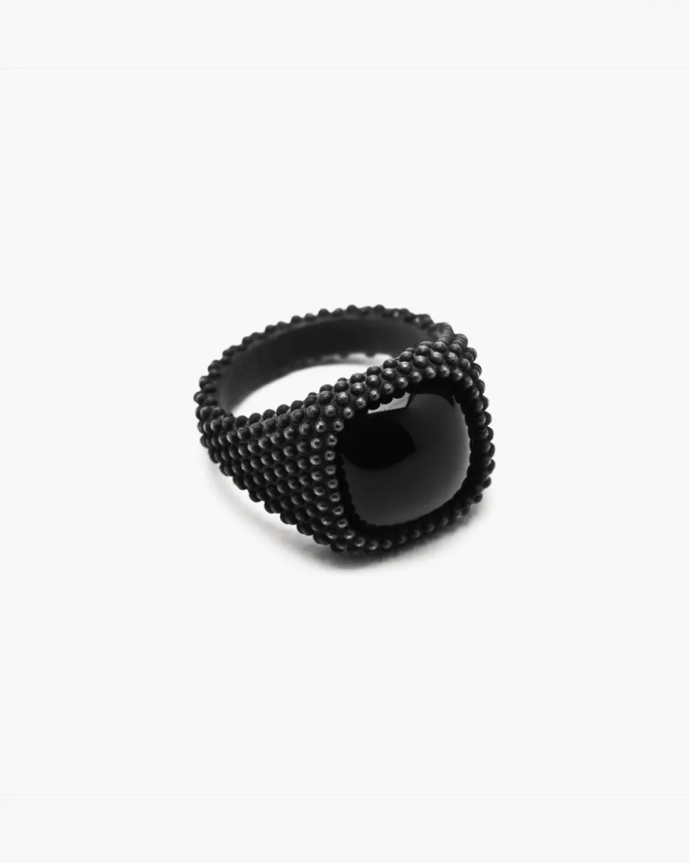 ANELLO CHEVALIER TOTAL BLACK CON PIETRA NERA