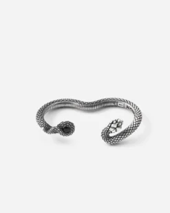ANELLO DUE DITA SERPENTE SNAKE TWINS IN ARGENTO CON PIETRA NERA