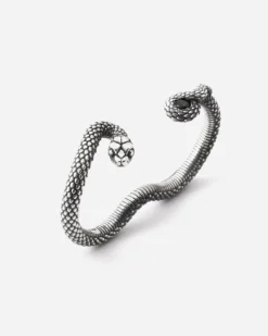 ANELLO DUE DITA SERPENTE SNAKE TWINS IN ARGENTO CON PIETRA NERA