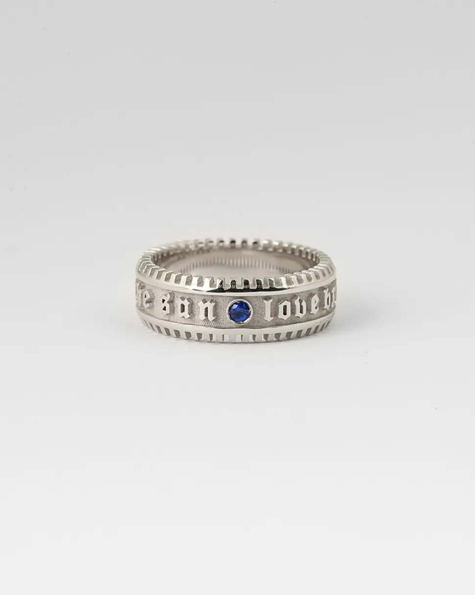 ANELLO FASCIA LA FORTUNA IN ARGENTO CON PIETRA BLU