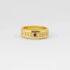 ANELLO FASCIA LA FORTUNA PLACCATA ORO CON PIETRA ROSSA