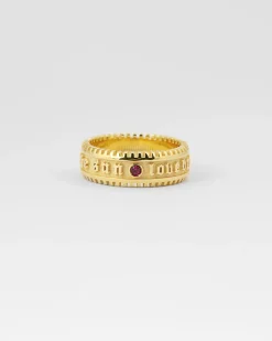 ANELLO FASCIA LA FORTUNA PLACCATA ORO CON PIETRA ROSSA