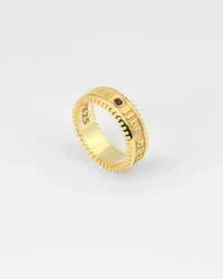 ANELLO FASCIA LA FORTUNA PLACCATA ORO CON PIETRA ROSSA