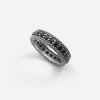 ANELLO FASCIA PUNTINATA IN ARGENTO BOLD BLACK WIND CON BRILLANTI NERI