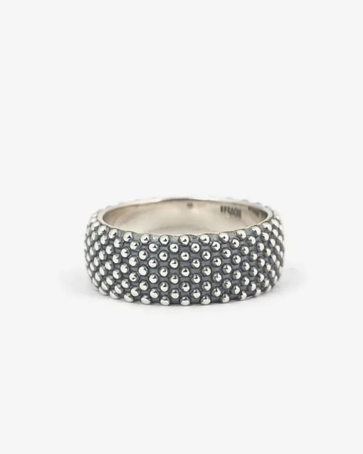 ANELLO FASCIA PUNTINATA IN ARGENTO