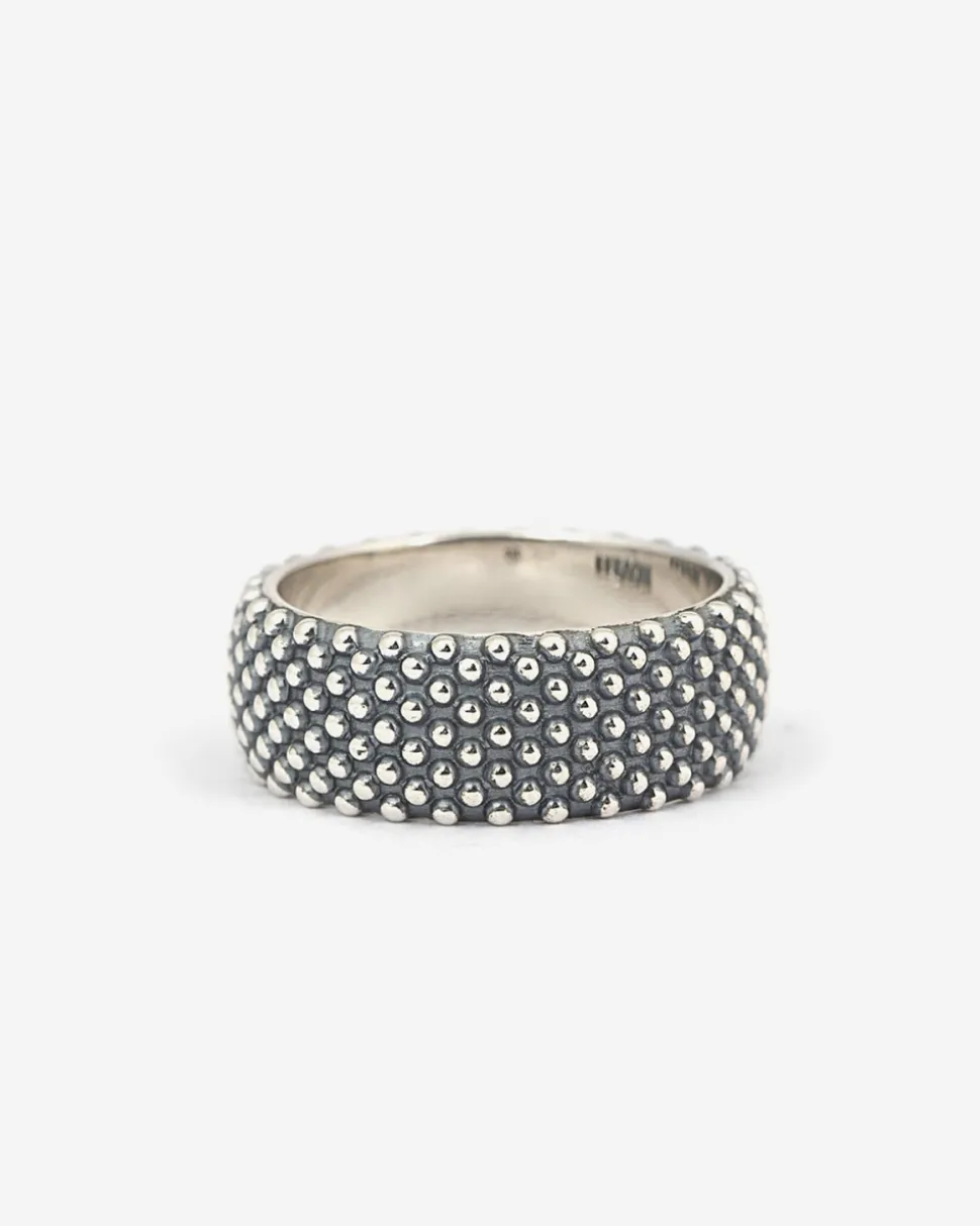 ANELLO FASCIA PUNTINATA IN ARGENTO