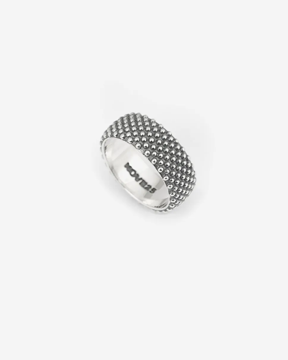 ANELLO FASCIA PUNTINATA IN ARGENTO