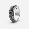 ANELLO FASCIA SERPENTE IN ARGENTO CON PIETRE VERDI