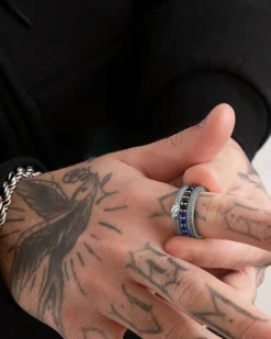 ANELLO FASCIA SQUAMATA CON BRILLANTI NERAZZURRI INTER X NOVE25